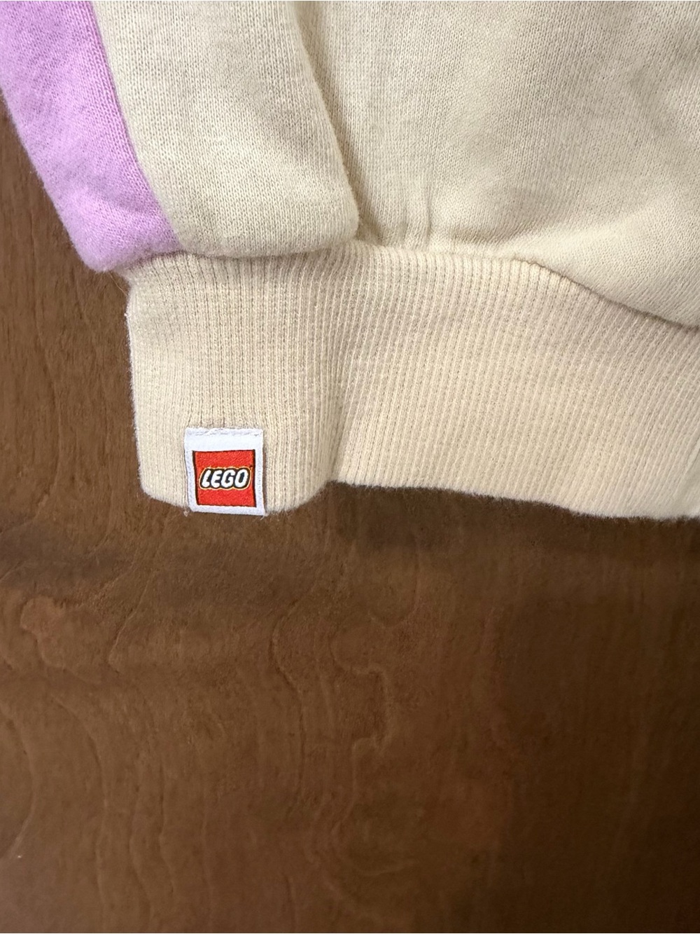 Lego Women’s 1X Cream Track Pants with Pink Side Stripes and Orange Drawstring - Picture 2 of 5